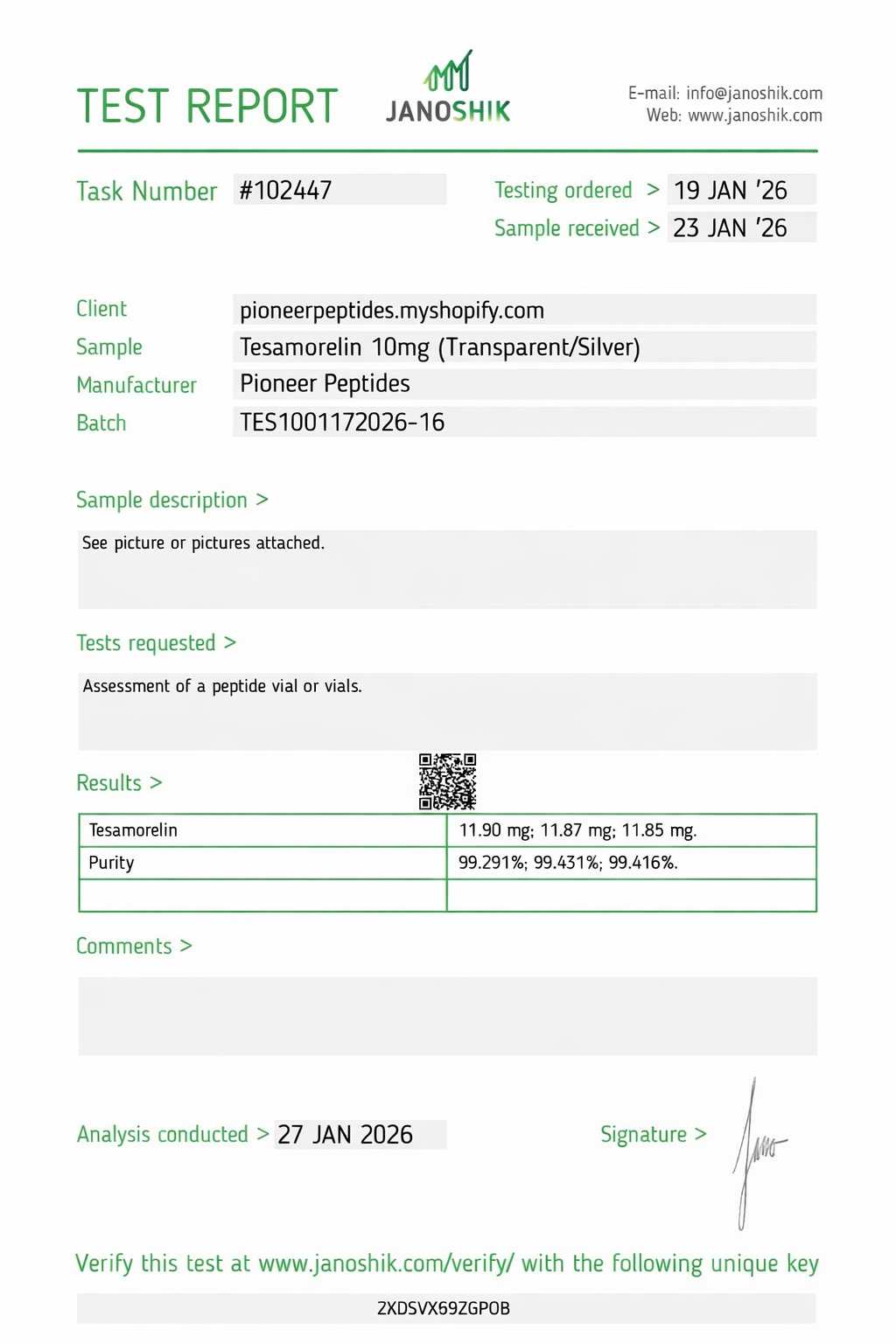 Pioneer-GH-T 10mg third-party test report